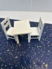 Dolls House White Table  And 2 Chairs 1:12
