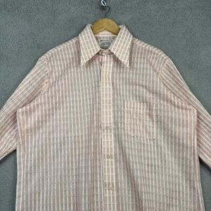 Vintage JC Penney Towncraft Penn Prest Shirt Dusty Pink Stripe Windowpane 70s - Picture 1 of 12