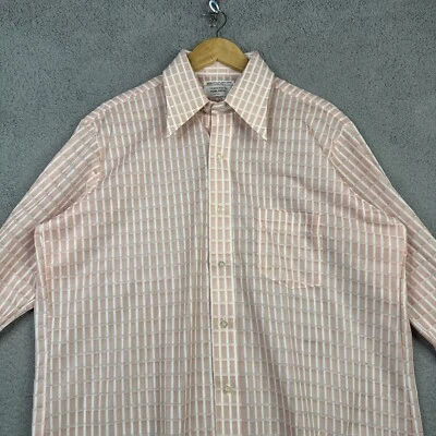 Vintage JC Penney Towncraft Penn Prest Shirt Dusty Pink Stripe Windowpane 70s - Image 1 of 4