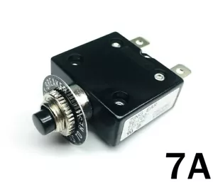 NUEVO 7 Amp Botón Disyuntor Térmico 12-50V CC 125-250V Voltios CA 7A - Imagen 1 de 4