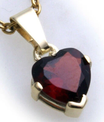 Rimorchio M.Granato Argento 925 Dorati Garnet Ciondolo Cuore Sterling Unisex - Immagine 1 di 4