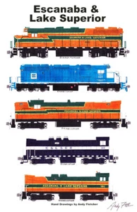 Póster de locomotoras superiores Escanaba & Lake 11"x17" firmado por Andy Fletcher - Imagen 1 de 1