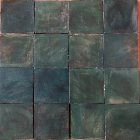 4x4 Cottage Craft Tile Arts and Crafts Green Kitchen Fireplace Wall Tile 2pc Cover