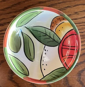 Pampered Chef Ceramic Dipping Bowl 4" Replacement White Red Green Hand Painted - Picture 1 of 4