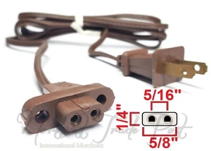 Non-Polarized 2-Pin Power Cord with Ears for Vintage Solid State TV Stereo Radio - Picture 1 of 9