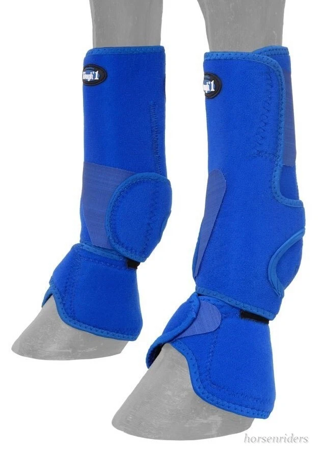 TOUGH 1 Horse Protective Sport & Bell Boots Combination 1 - Vented - Royal Blue - Medium