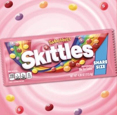 Редкий ограниченный выпуск SKITTLES смузи сливочные фрукты жевательные конфеты доля сумка 4 унц - Изображение 1 из 4