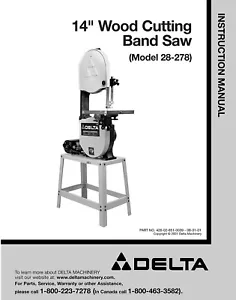Delta 28-278 14" Bandsäge Bedienungsanleitung - Bild 1 von 1