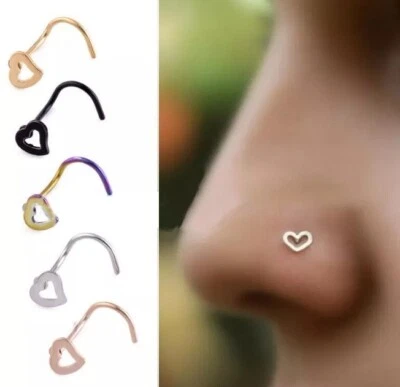 5 Color Heart Small Nose Stud Set - Image 1 of 2
