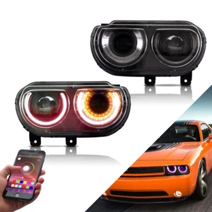 2 PIEZAS VLAND para Dodge Challenger 08-14 faros mejora LED RGB DRL con secuencial - Imagen 1 de 13