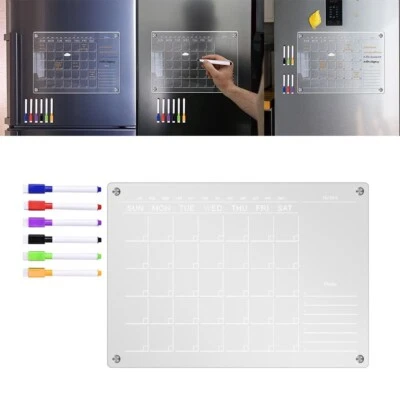 Stay on Top of Your Schedule with Acrylic Magnetic Fridge Calendar and 6 Pens - Image 1 of 4