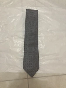 Jones New York Mens Necktie Geometric Black Silver Gray Silk Tie - Picture 1 of 4