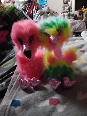 Ty Beanie Boos Asha The Ostrich & Franny The Flamingo, Small Plush Soft Toys  - Image 1 of 4