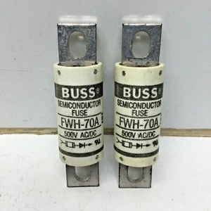 BUSSMANN BUSS FWH-70A Semiconductor Fuse 70 Amp 500V AC/DC (2 PACK) - Picture 1 of 5