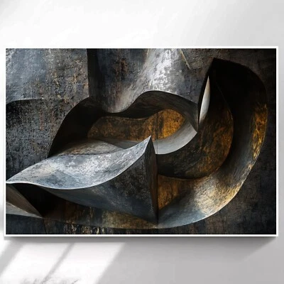 Leinwand Bild Abstrakte Skulptur Design Metall Optik Wandbilder Wohnzimmer  6959 - Bild 1 von 4
