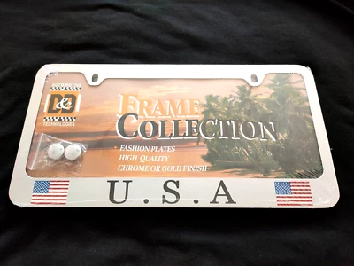 BANDERA AMERICANA CROMO ACERO INOXIDABLE PESADO MARCO PLACA ETIQUETA CUBIERTA EE. UU.  Foto 1 de 3