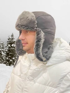 Fell echt Lammfell Schaffell Leder Trapper Uschanka Mütze - Winter Fliegermütze - Bild 1 von 30