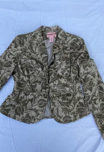Bandolino Blazer Womens 6 Jacket Floral Peplum Pleated Stretch Notch Lapel EUC - Picture 1 of 10