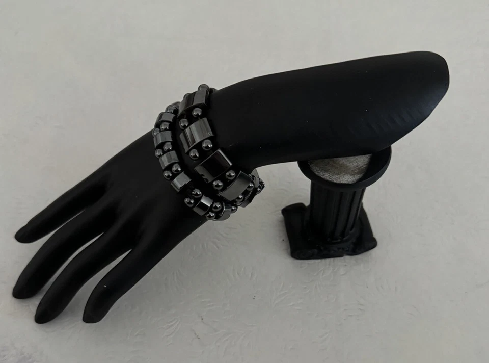 Pulsera de Hematita Suya a Juego Plata Gris Gunmetal Cuentas Sanación Reiki Foto 1 de 1