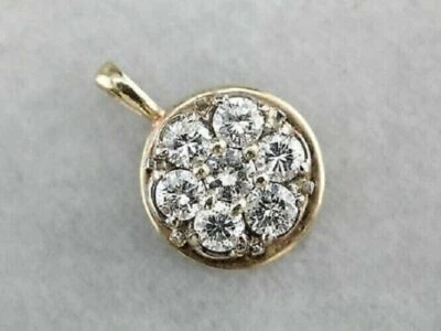 Ожерелье с круглой подвеской из настоящего муассанита 2,10 карата покрытие желтым золотом 18 14 карат - Изображение 1 из 3