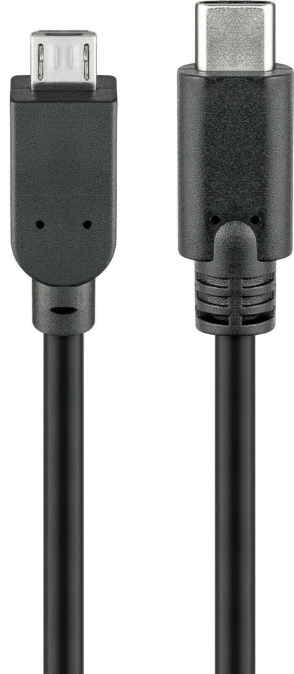 Micro USB-C Kabel USB C Stecker auf Micro USB Stecker Laden Syncen schwarz 3,0 m - Bild 1 von 1