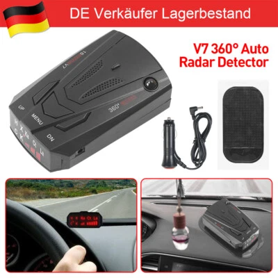 MARKENLOS Geschwindigkeit Auto Radar Detector Radarwarner GPS Voice Alert 12V V7 360° DHL