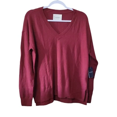 Suéter Lucky Brand Para Mujer Cuello en V S Rojo Algodón Cachemira Gran Tamaño Nube Suave Foto 1 de 4