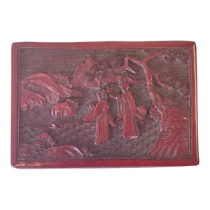 Antique Qing Dynasty Carved Chinese Cinnabar Lacquer Box - Picture 1 of 6