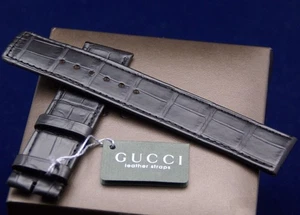New Gucci 22 MM Genuine Black Croco Band - Large - Generic Clasp (22.106C-BLK) - Picture 1 of 3
