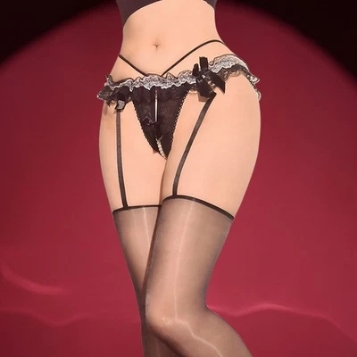 Medias 3D Sexy Tirantes Hasta el Muslo Perla Encaje Ligueros Cinturones Pantimedias Medias Foto 1 de 4