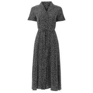 Club Monaco Hemdblusenkleid aus Seide mit Blumenmuster und offenem Ausschnitt in Schwarz, Größe XS - Bild 1 von 8