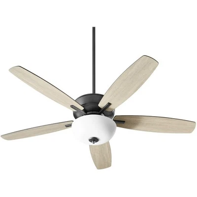 Breeze - 52 Inch 5 Blade Ceiling Fan with Bowl Light Kit-Noir Finish-Matte Black - Image 1 of 3