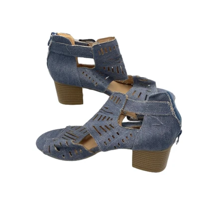 Sandalias para mujer EU 39 azules denim cómodas cremallera trasera punta abierta tacón bloque informales Foto 1 de 4