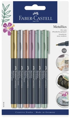6 FABER-CASTELL Metallics Marker, 6er Blisterkarte - Bild 1 von 2