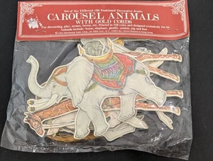 6 adornos navideños de cartón animal carrusel Merrimack NOS - Imagen 1 de 8