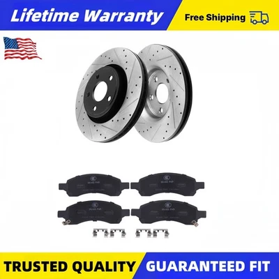 Front Drilled Rotors Brake Pads for Buick Enclave Chevrolet Traverse GMC Acadia Foto 1 de 4