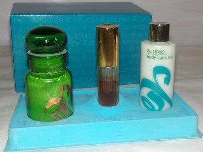 Estee lauder Azuree,Bath salt,concentated cologne &body satin rub (lot of 3) - Image 1 of 2
