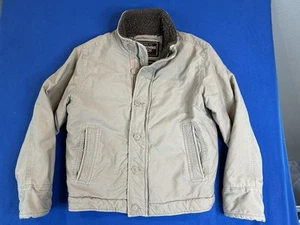 Abercrombie Fitch Adirondack Jacket Large Sherpa Lined Tan Heavy Broken Zipper - Picture 1 of 20