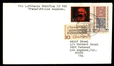 Mayfairstamps Germany Flight 1969 Frankfurt to Los Angeles CA Cover aau_67069 - Image 1 of 2