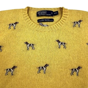 Vintage Polo Ralph Lauren Wool Sweater 2XL Embroidered Hunting Pointer Dog RARE - Picture 1 of 9