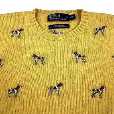 Vintage Polo Ralph Lauren Wool Sweater 2XL Embroidered Hunting Pointer Dog RARE - Image 1 of 4