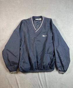Vintage 90s Reebok Warm Up Windbreaker Jacket Men's Navy V-Neck Pullover XXL - Picture 1 of 4