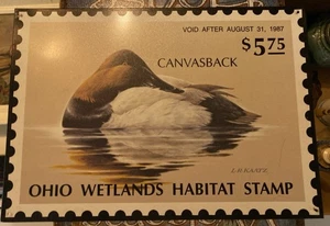 Ohio Wetlands Habitat Stamp Insegna Metallo 16" X 11,5" Canvasback Ottime Condizioni - Foto 1 di 3