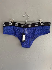 City Chic CCX Spitze Hipster Tanga Unterwäsche Dessous Kobaltblau Gr. S/16 Neu mit Etikett - Bild 1 von 10