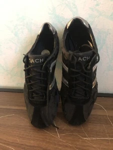 COACH Shoes Jayme Black Silver Signature & Suede Sneakers Women's US size 7M - Picture 1 of 5
