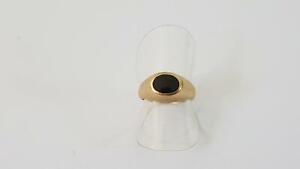 Classically Stylish Unengraved Mid-cent 9ct Gold & Onyx Signet Ring I/4½ 3g