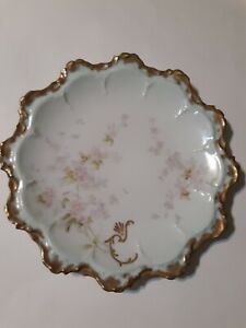 Vintage Porcelain Ceramic Plate Elite S M Limoges France 9.5" Gold Decorated. LR