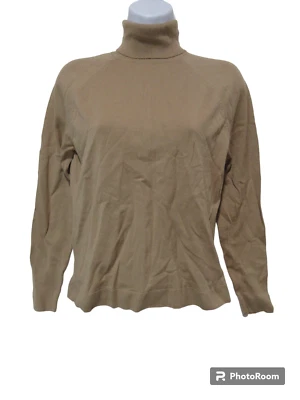 Sz S Petite PS TALBOTS Soft Stretch Camel Brown Cotton Blend Turtleneck Top - Image 1 of 4