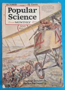 Popular Science Magazine October 1917 Wwi Original Airplane Trenches - Picture 1 of 5