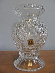 OBERGLAS AUSTRIA CLEAR GLASS 6 INCH TALL VASE WITH TAG - Picture 1 of 5